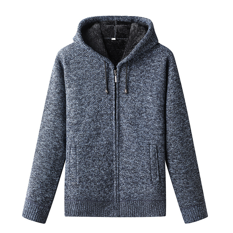 Men's Knitted Cardigan Hooded Zipper Warm