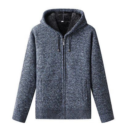Men's Knitted Cardigan Hooded Zipper Warm