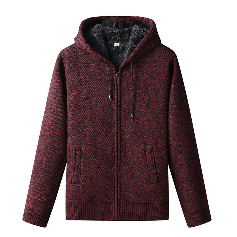Men's Knitted Cardigan Hooded Zipper Warm