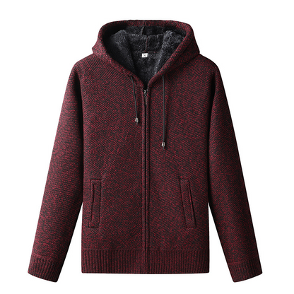 Men's Knitted Cardigan Hooded Zipper Warm