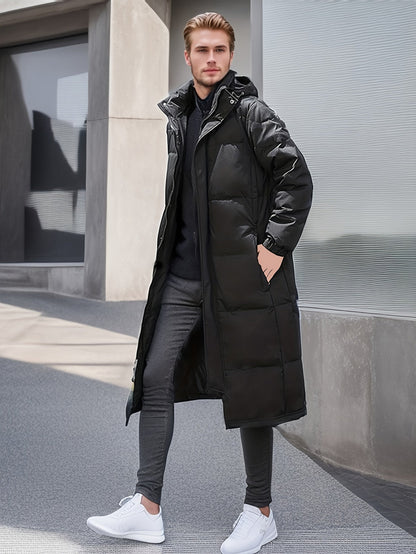 Men's Long Winter Jacket: Warm Padded Zipper Design