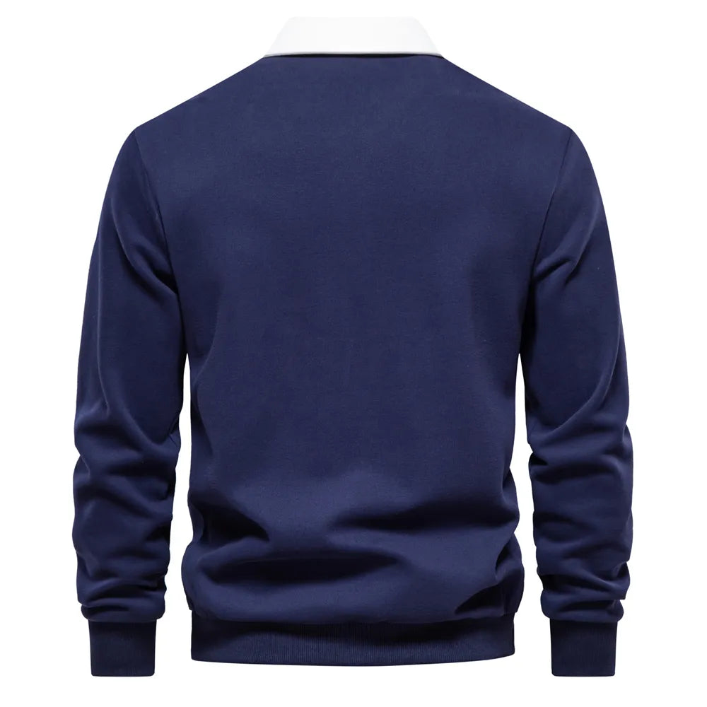 Herren Polo Pullover Langarm Modern - IdealeKleiden