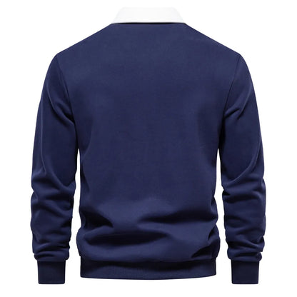 Herren Polo Pullover Langarm Modern - IdealeKleiden