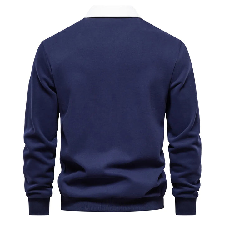 Herren Polo Pullover Langarm Modern - IdealeKleiden