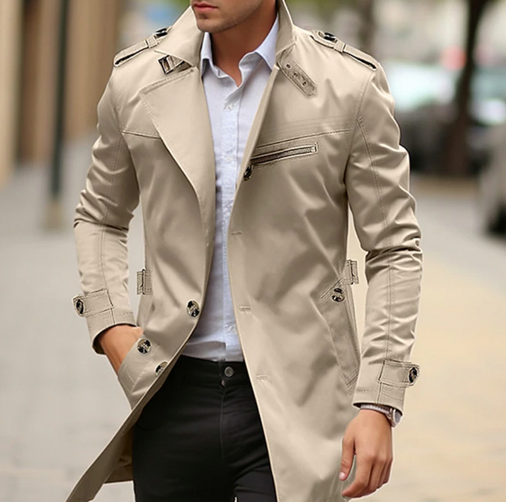 Herren Trenchcoat Elegant Baumwolle