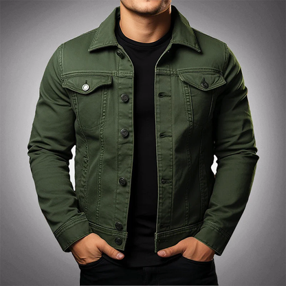 Herren Denimjacke Modern mit Knöpfen und Taschen - IdealeKleiden