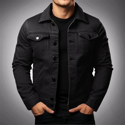 Men's Modern Denim Jacket with Buttons and Pockets
