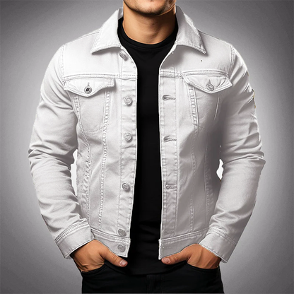 Men's Modern Denim Jacket with Buttons and Pockets