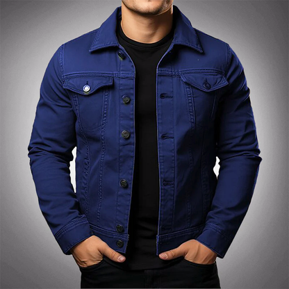 Men's Modern Denim Jacket with Buttons and Pockets