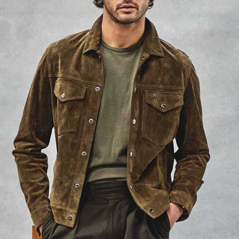 Men's Retro Corduroy Jacket with Chest Pockets