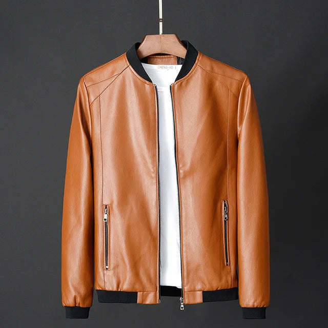 Men's Vintage Style Leather Jacket with Secure Inside Pockets