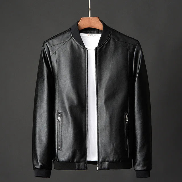 Men's Vintage Style Leather Jacket with Secure Inside Pockets