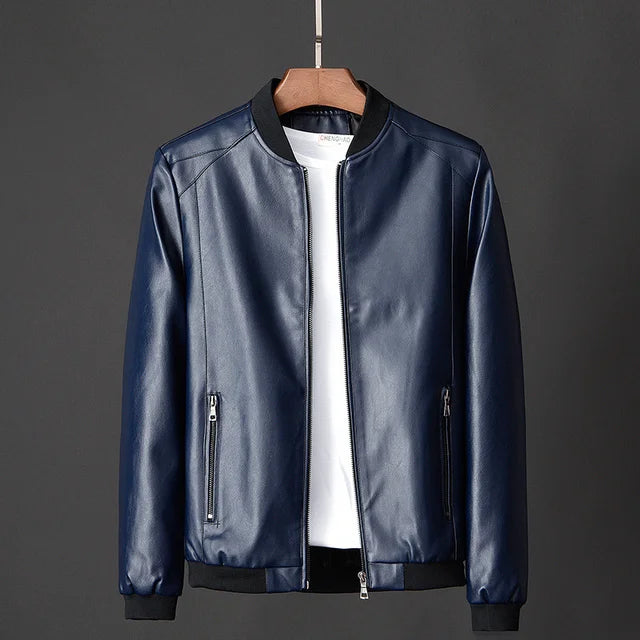 Men's Vintage Style Leather Jacket with Secure Inside Pockets