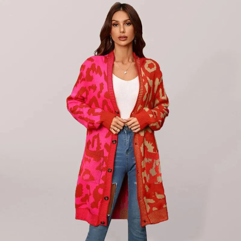 Women's Long Leopard Cardigan