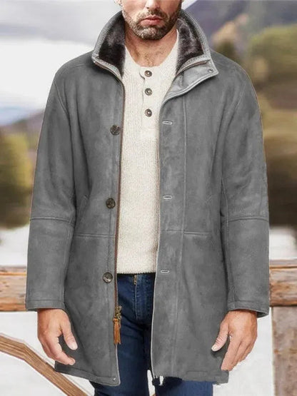 Men's Mid-length Winter Coat with Zipper