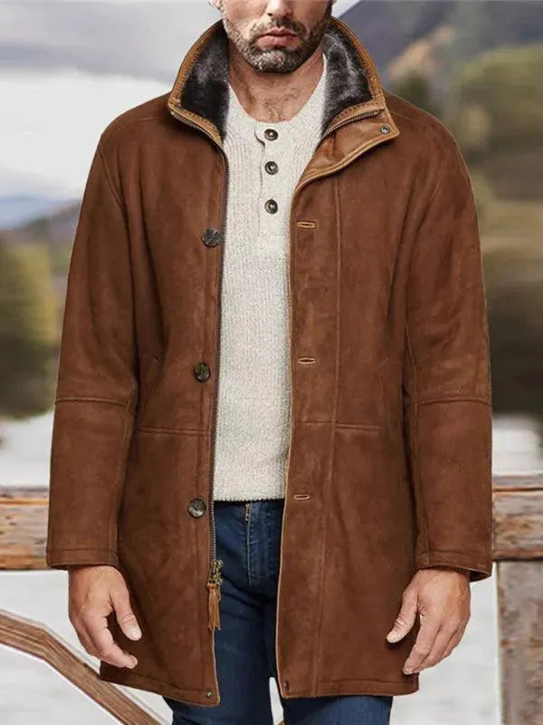 Men's Mid-length Winter Coat with Zipper