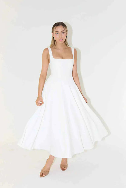 Midi-Kleid Elegant V-Ausschnitt Hochwertig - IdealeKleiden