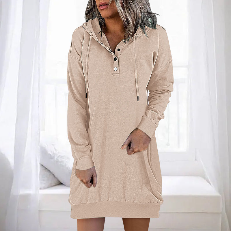 Elegant Women's Long Plain Hoodie
