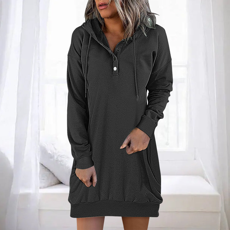 Elegant Women's Long Plain Hoodie