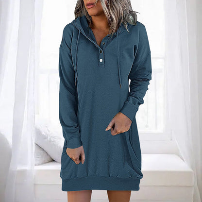 Elegant Women's Long Plain Hoodie