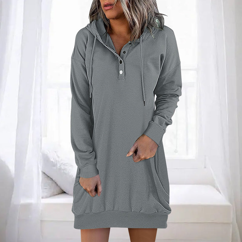 Elegant Women's Long Plain Hoodie