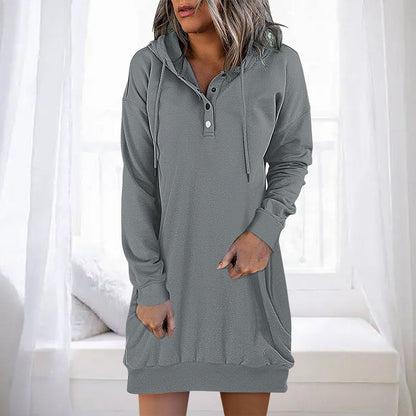 Elegant Women's Long Plain Hoodie