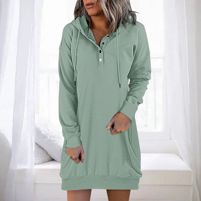 Elegant Women's Long Plain Hoodie