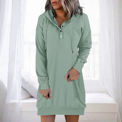 Elegant Women's Long Plain Hoodie