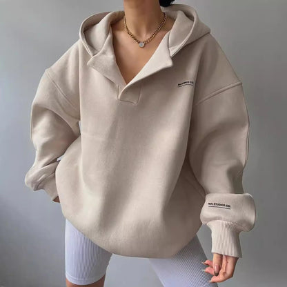 Women's Hoodie Open Collar Embroidery Design