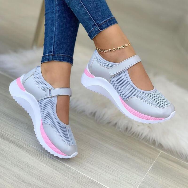 Damen Sneaker Mesh Bequem Klettverschluss - IdealeKleiden