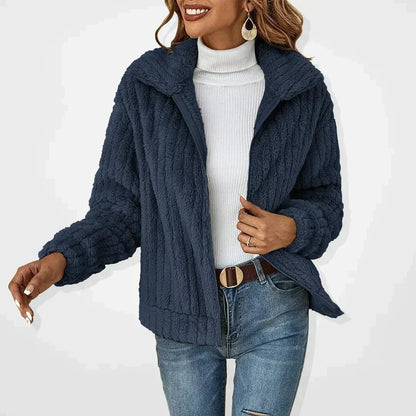 Plush Coat Relaxed Fit High Collar