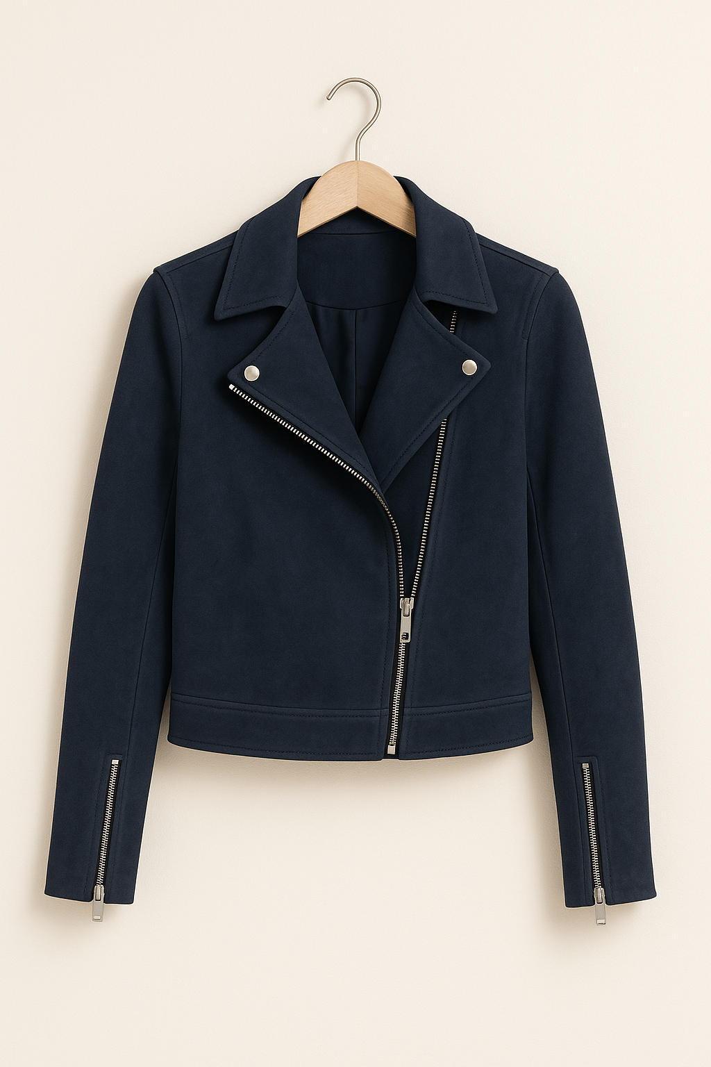 Women's Stylish Leather Jacket Zipper Detail