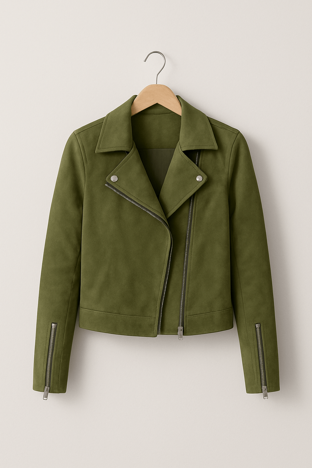 Women's Stylish Leather Jacket Zipper Detail