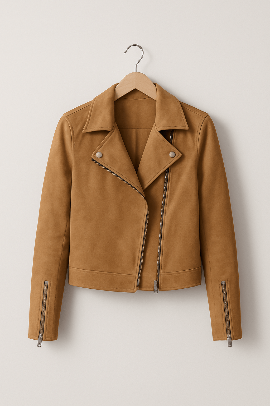 Women's Stylish Leather Jacket Zipper Detail