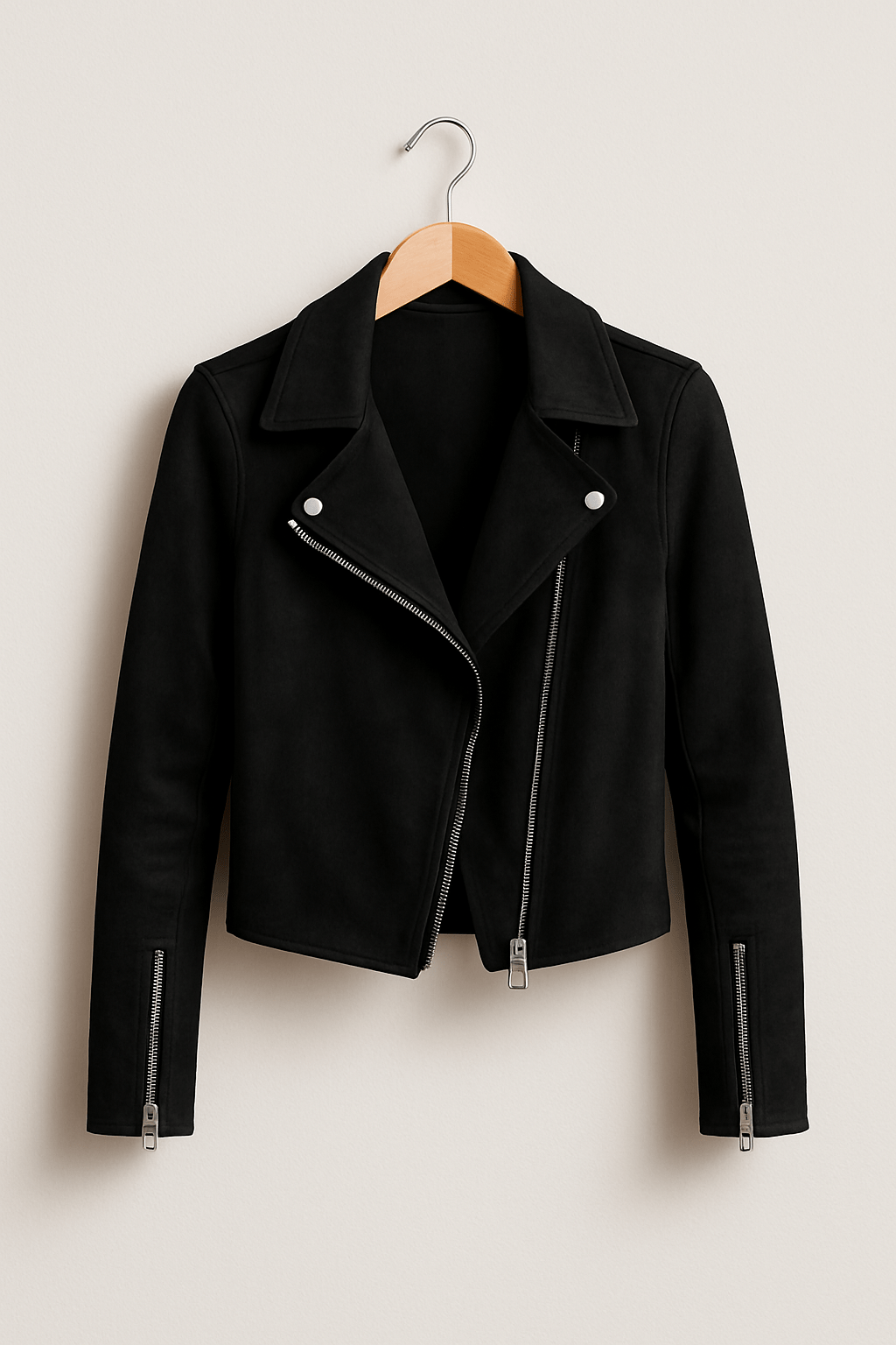 Women's Stylish Leather Jacket Zipper Detail