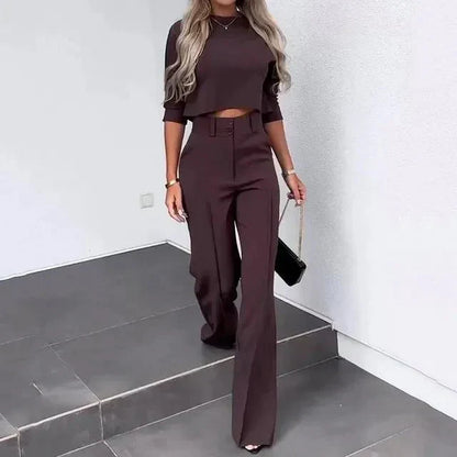 Women's 2-Piece Trouser Set Long-Sleeve Top