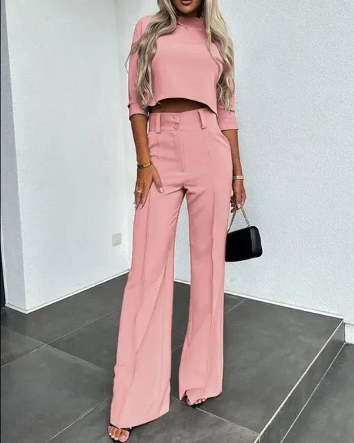Women's 2-Piece Trouser Set Long-Sleeve Top