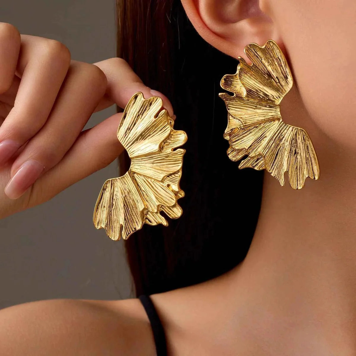 Large Leaf Earrings Women's Jewelry Elegant