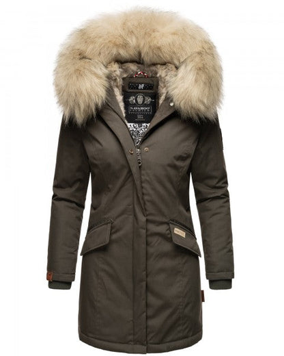 Women's Winter Jacket Fur Hood Warm Elegant