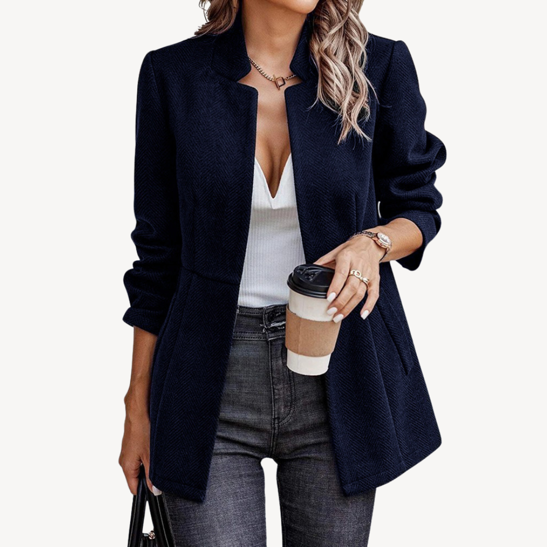 Stylish Women's Blazer Jacket Herringbone Pattern