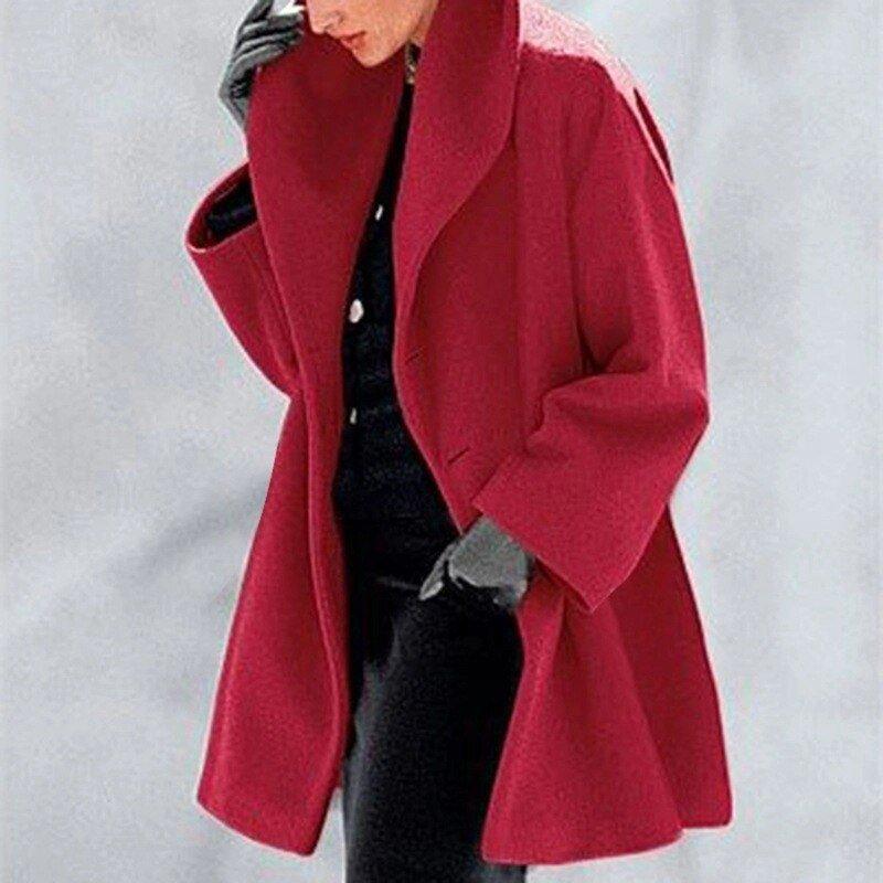Elegant Women's Wool Coat Modern Collar