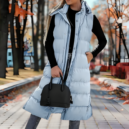 Women's Down Coat Long Sleeveless Outdoor