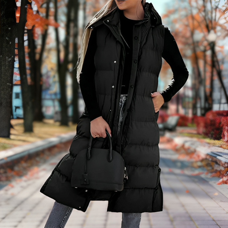 Damen Steppjacke Lang Warme Winterjacke - IdealeKleiden