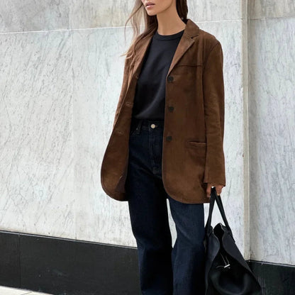 Stylish Women's Suede Jacket Brown