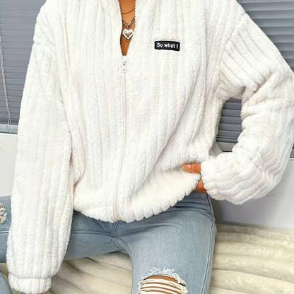 Women's Teddy Jacket Long-Sleeved Ribbed Trim