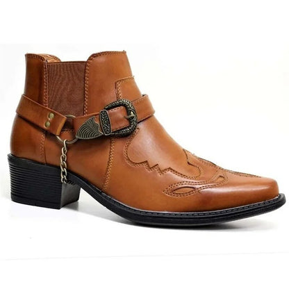Men's Rugged Leather Motorcycle Boots