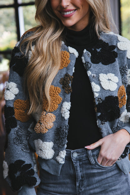 Winter Jacket Frozen Flower Sherpa Style
