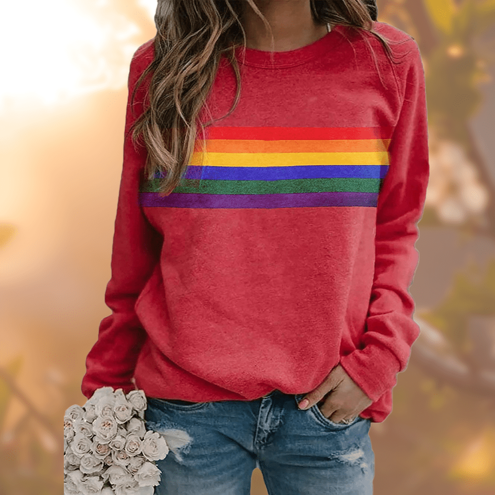 Buntes Regenbogen Sweatshirt Frauen - IdealeKleiden