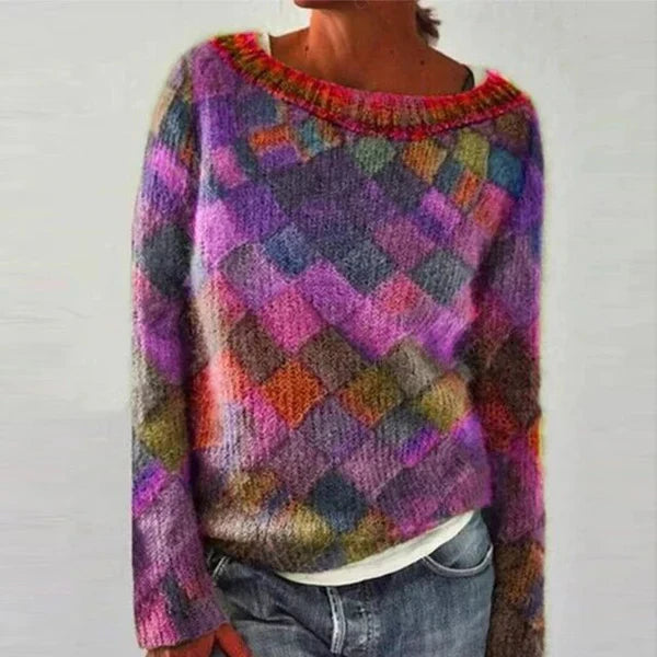 Colorful Sweater Crew Neck Trendy Style