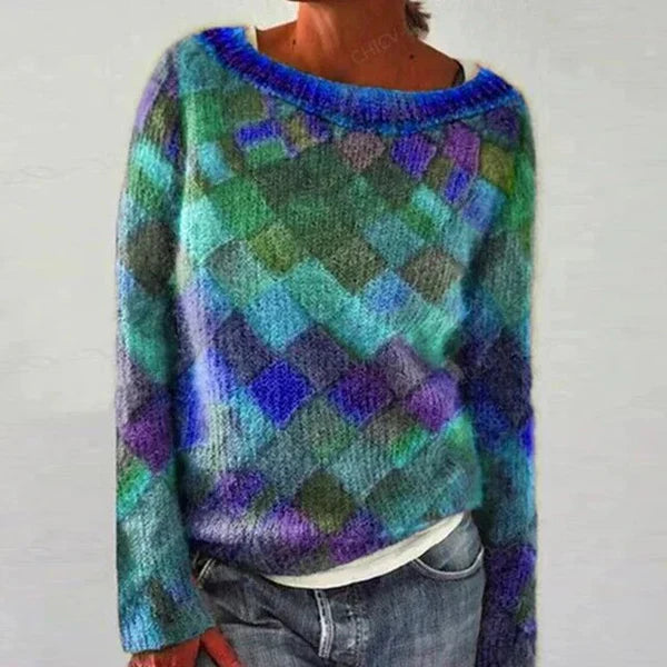 Colorful Sweater Crew Neck Trendy Style